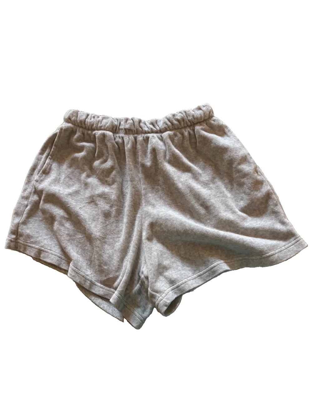 aerie Heather Gray Elastic-Waist Terry Cloth Athletic Sweat Shorts